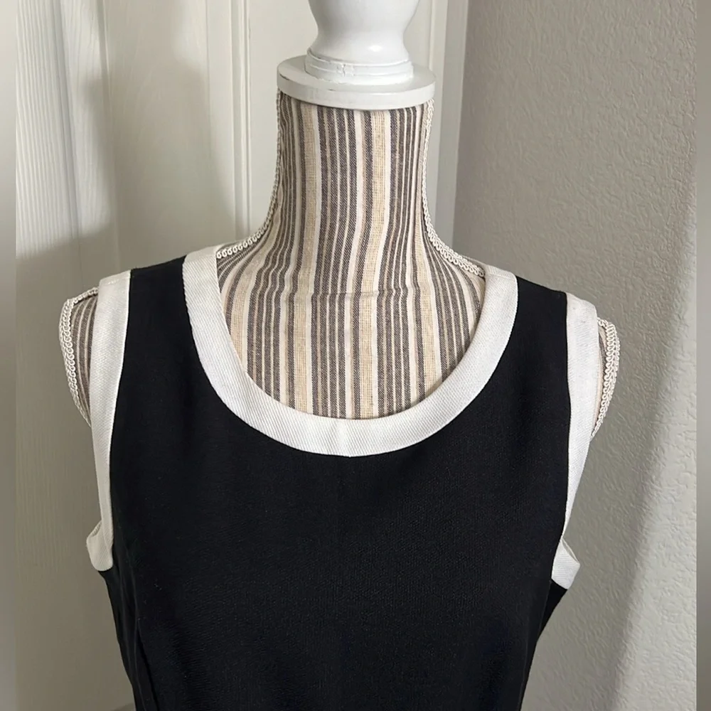 Vintage Donna Ricco black n white Sleeveless pencil slit dress size 12 - Picture 3 of 7